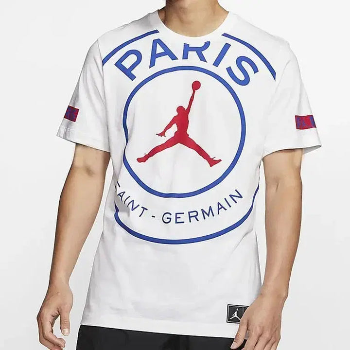[BUNJANG] Jordan Paris Saint-Germain Short Sleeve T-Shirt White L / 조던 파리생제르망 반팔 티셔츠 화이트 L