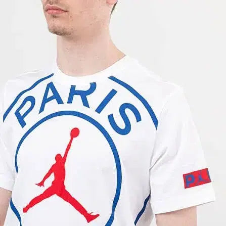[BUNJANG] Jordan Paris Saint-Germain Short Sleeve T-Shirt White L / 조던 파리생제르망 반팔 티셔츠 화이트 L
