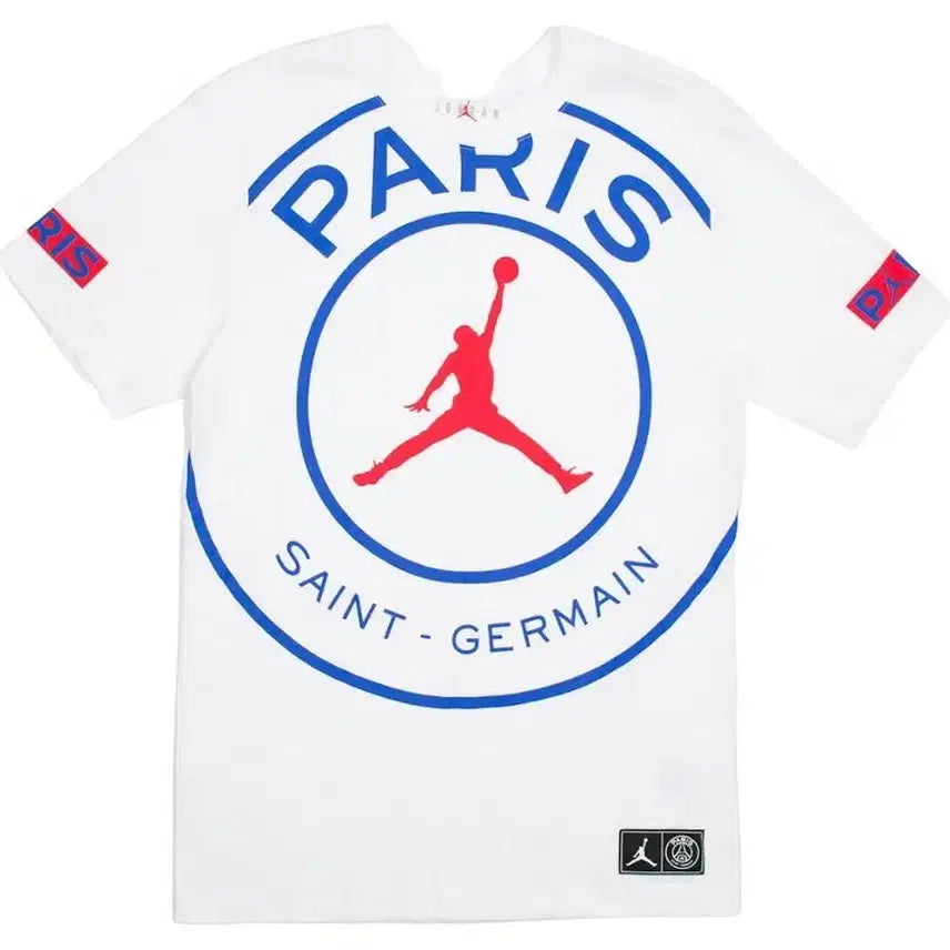[BUNJANG] Jordan Paris Saint-Germain Short Sleeve T-Shirt White L / 조던 파리생제르망 반팔 티셔츠 화이트 L