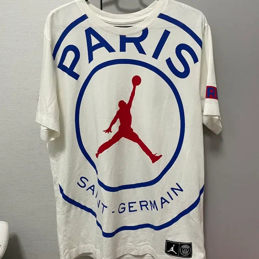 [BUNJANG] Jordan Paris Saint-Germain Short Sleeve T-Shirt White L / 조던 파리생제르망 반팔 티셔츠 화이트 L