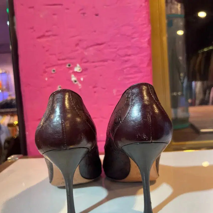 [BUNJANG] Gucci GG Logo Brown High Heel Shoes / 구찌 GG 로고 브라운 여성 하이힐 구두