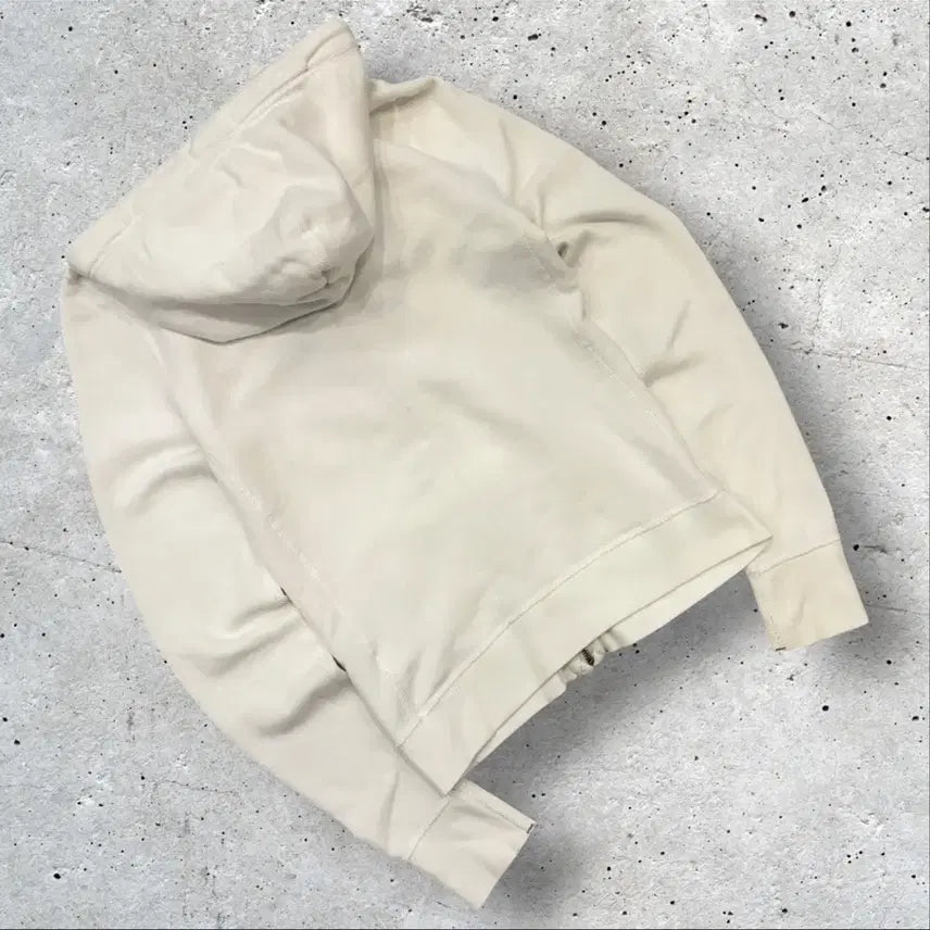 [BUNJANG] Abercrombie Arch Logo White Fleece Hoodie Zip-up (M) / [M] 아베크롬비 아치로고 화이트 기모 후드집업 D834