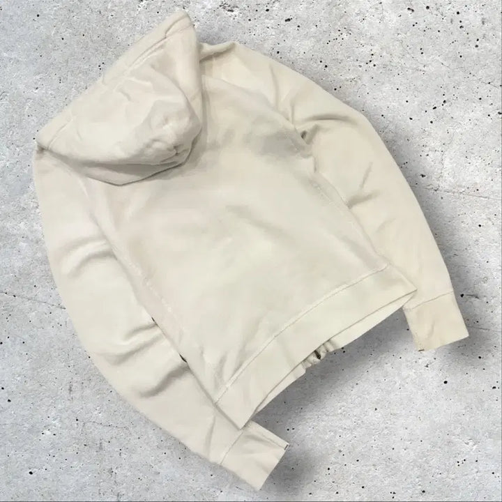 [BUNJANG] Abercrombie Arch Logo White Fleece Hoodie Zip-up (M) / [M] 아베크롬비 아치로고 화이트 기모 후드집업 D834