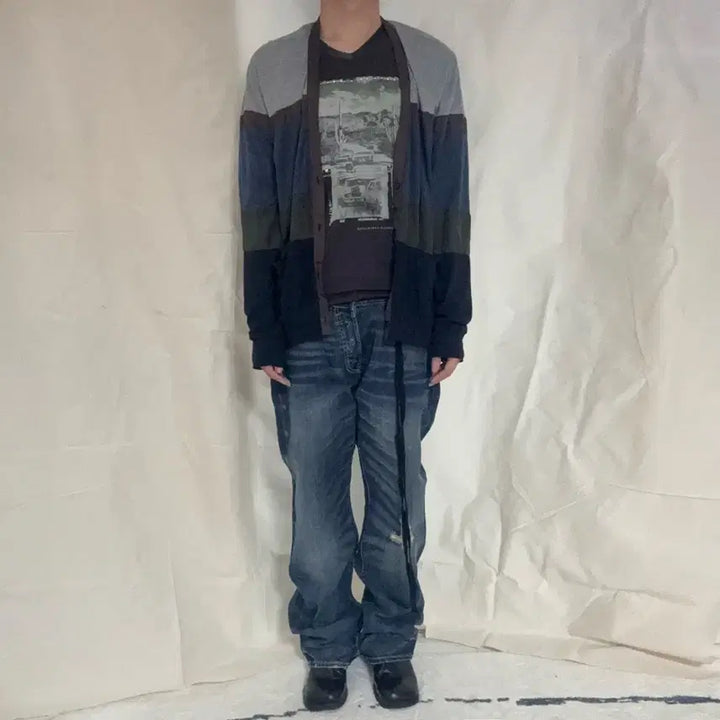 [BUNJANG] Kolor Color Block Cardigan / Kolor 컬러블록 가디건