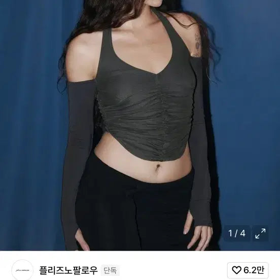 [BUNJANG] Please No Follow Riley Mesh Shirring Long Sleeve Top / 플리즈노팔로우 Riley Mesh Shirring Long Sleeve