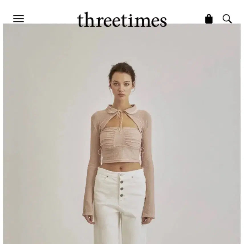 [BUNJANG] 3 Times Dear Bolero Blouse Pink / 쓰리타임즈 디어 볼레로 블라우스 핑크