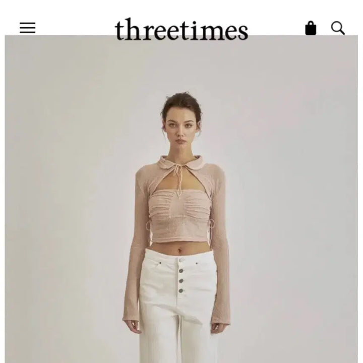 [BUNJANG] 3 Times Dear Bolero Blouse Pink / 쓰리타임즈 디어 볼레로 블라우스 핑크