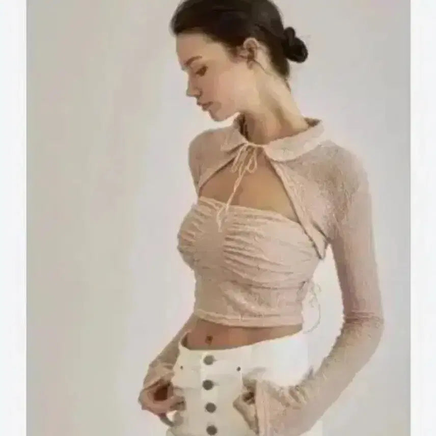 [BUNJANG] 3 Times Dear Bolero Blouse Pink / 쓰리타임즈 디어 볼레로 블라우스 핑크