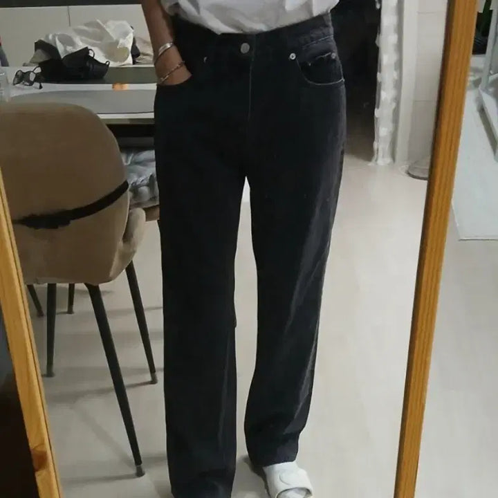 [BUNJANG] Black Straight Fit Jeans / 일자핏블랙진