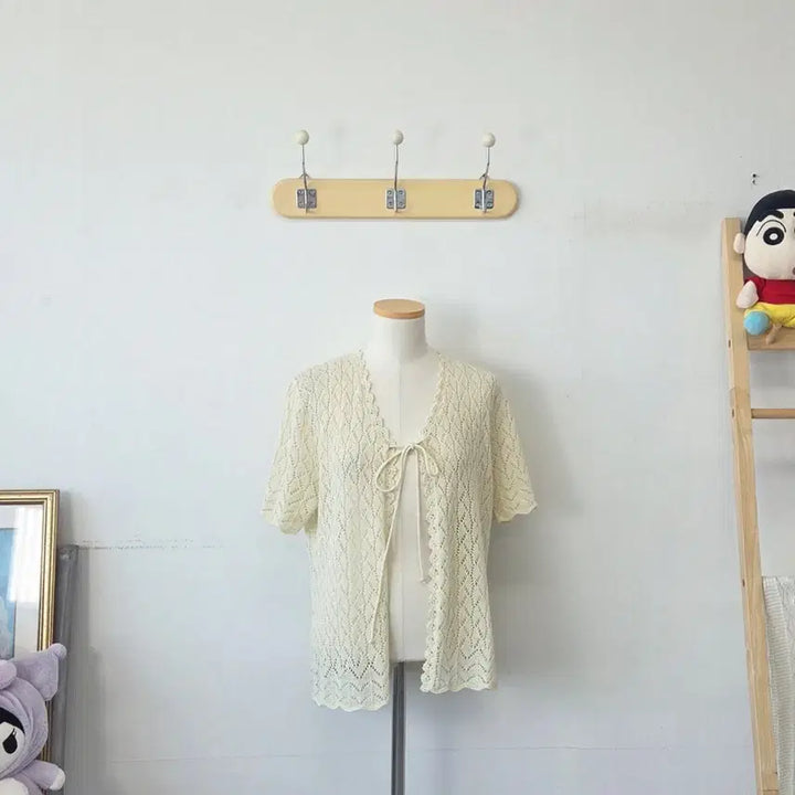 [SOLD OUT] 빈티지 만원샵 CP 아이보리 레이스 리본 가디건