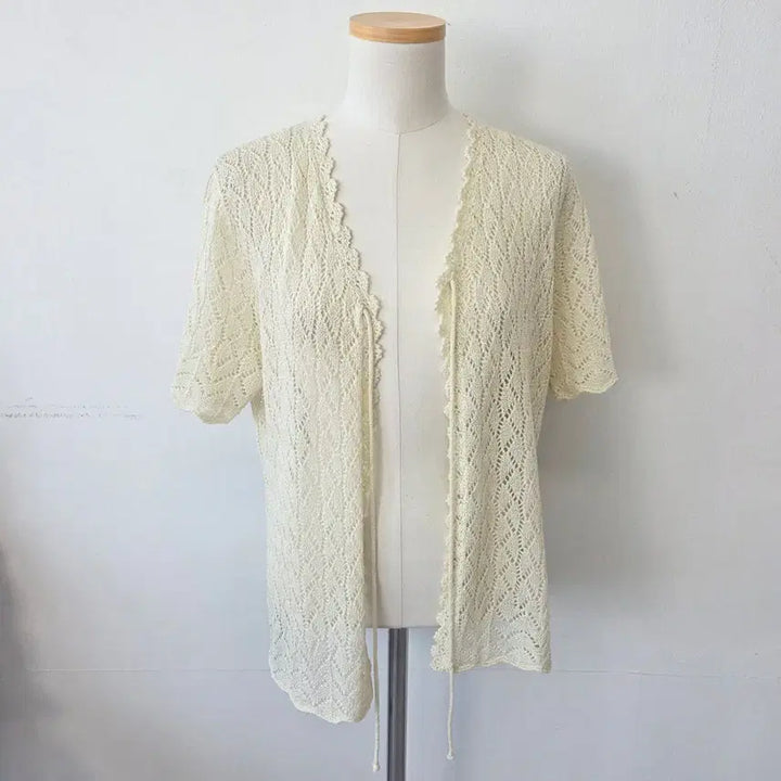 [SOLD OUT] 빈티지 만원샵 CP 아이보리 레이스 리본 가디건