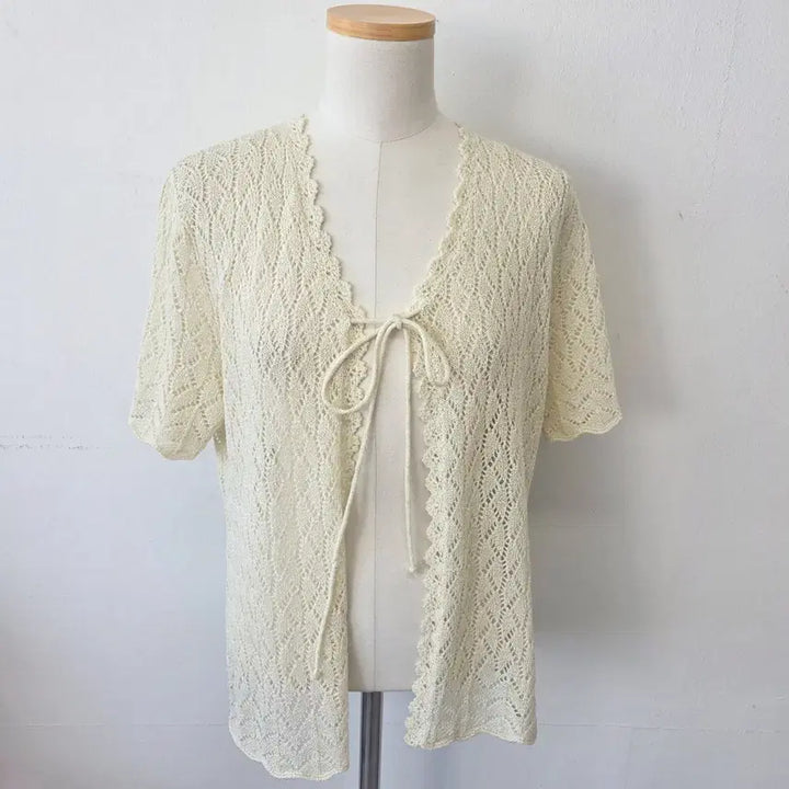 [SOLD OUT] 빈티지 만원샵 CP 아이보리 레이스 리본 가디건
