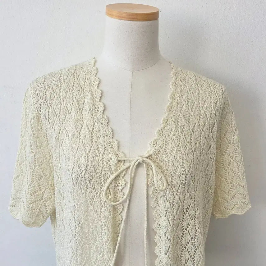 [SOLD OUT] 빈티지 만원샵 CP 아이보리 레이스 리본 가디건