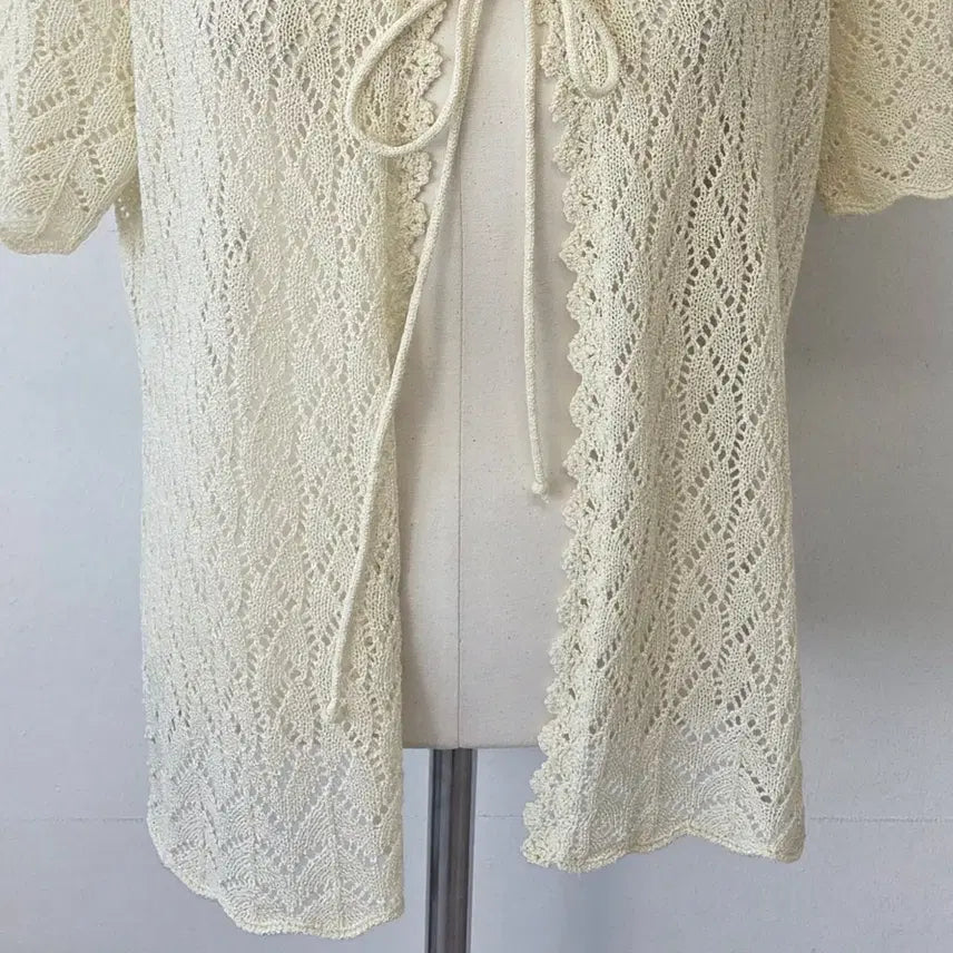 [SOLD OUT] 빈티지 만원샵 CP 아이보리 레이스 리본 가디건