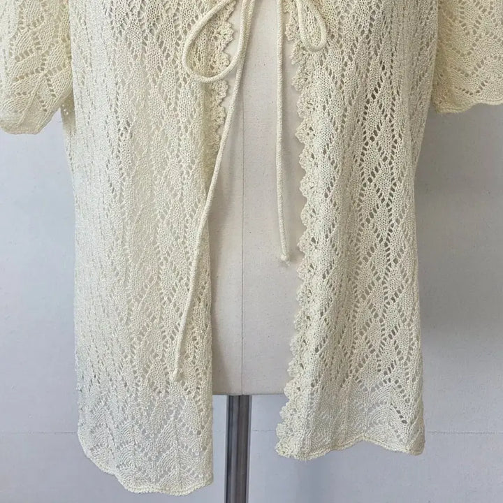 [SOLD OUT] 빈티지 만원샵 CP 아이보리 레이스 리본 가디건