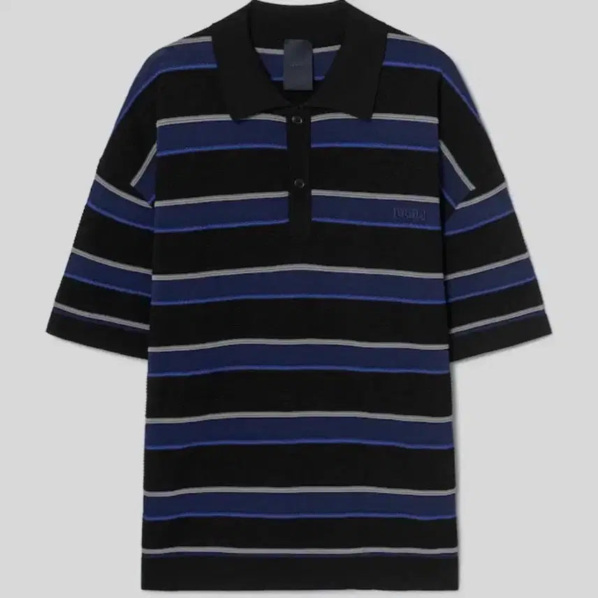 [BUNJANG] Juun.J 26SS Stripe Knit Short Sleeve Blue / [L] 준지26ss 스트라이프 티칼라 니트 숏슬리브 블루