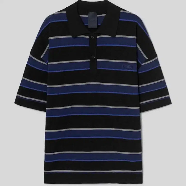 [BUNJANG] Juun.J 26SS Stripe Knit Short Sleeve Blue / [L] 준지26ss 스트라이프 티칼라 니트 숏슬리브 블루