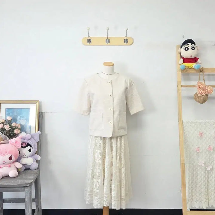 [BUNJANG] MMD Ivory Tweed Jacket / 빈티지 만원샵 MMD 아이보리 트위드 자켓