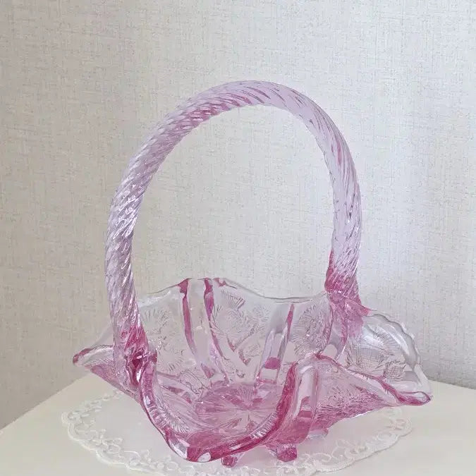 [BUNJANG] Vintage Fenton Pink Purple Basket / [빈티지] 펜톤 핑크 보라 바구니