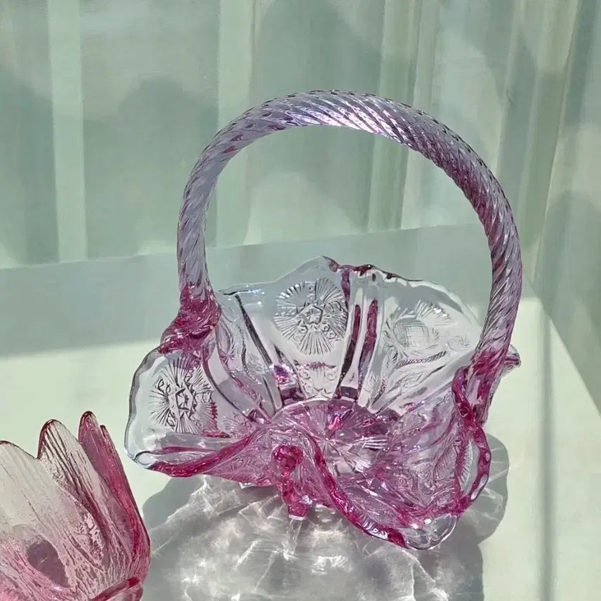 [BUNJANG] Vintage Fenton Pink Purple Basket / [빈티지] 펜톤 핑크 보라 바구니