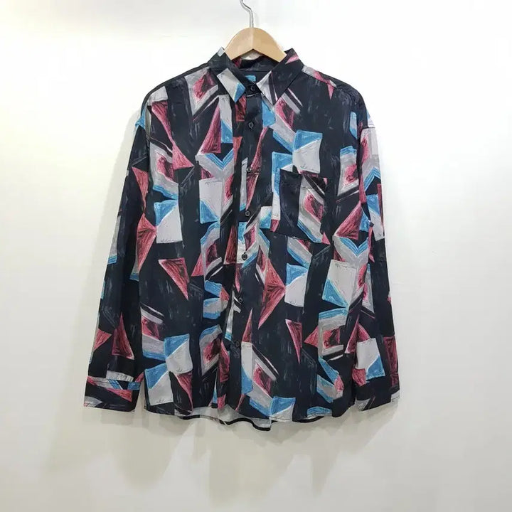 [BUNJANG] Vintage Pattern Oversized Long Sleeve Shirt M / 빈티지 패턴 오버핏 박시 긴팔 셔츠 남M Q175
