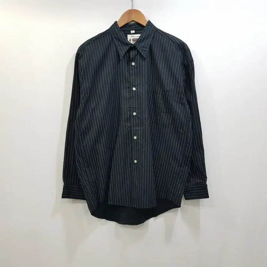 [BUNJANG] Vintage Striped Oversized Long Sleeve Shirt (Men&