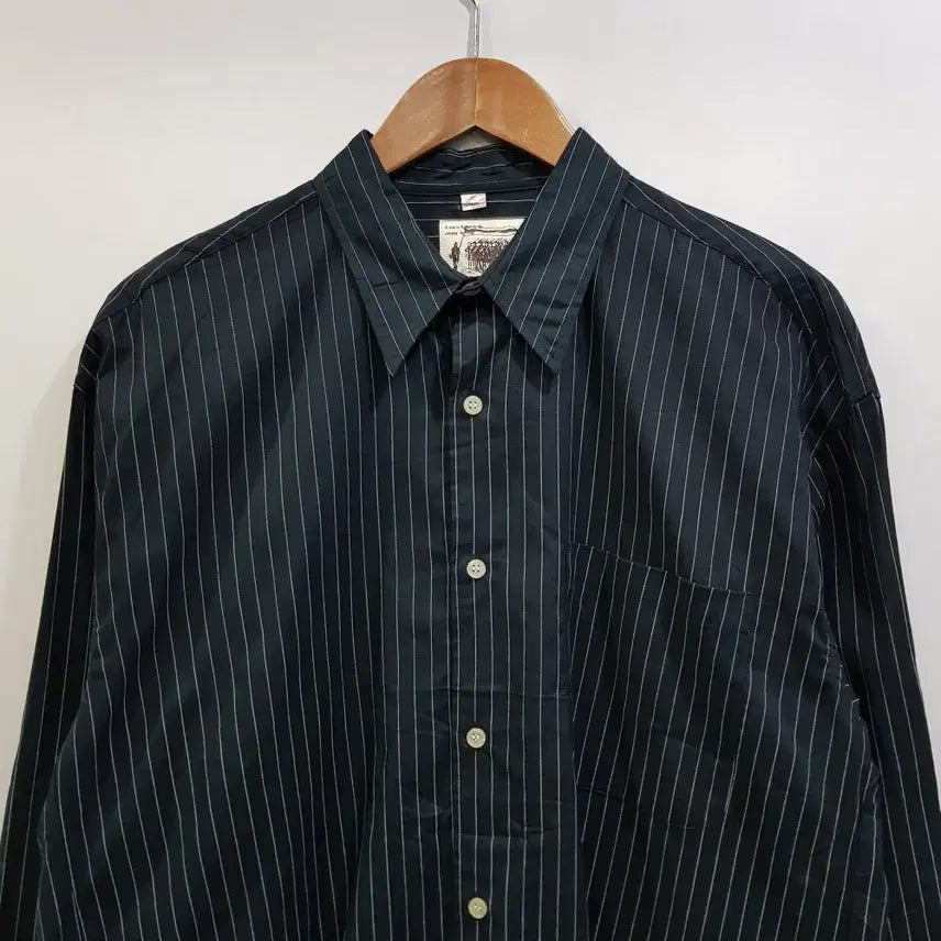 [BUNJANG] Vintage Striped Oversized Long Sleeve Shirt (Men&