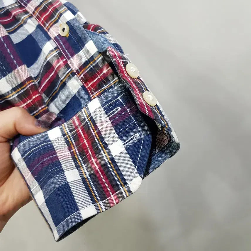 [BUNJANG] Tommy Hilfiger Embroidered Logo Check Pattern Long Sleeve Shirt Men XL / 타미힐피거 자수로고 체크 패턴 긴팔 셔츠 남XL Q179
