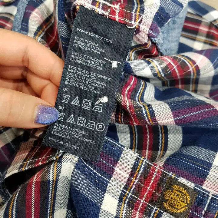 [BUNJANG] Tommy Hilfiger Embroidered Logo Check Pattern Long Sleeve Shirt Men XL / 타미힐피거 자수로고 체크 패턴 긴팔 셔츠 남XL Q179