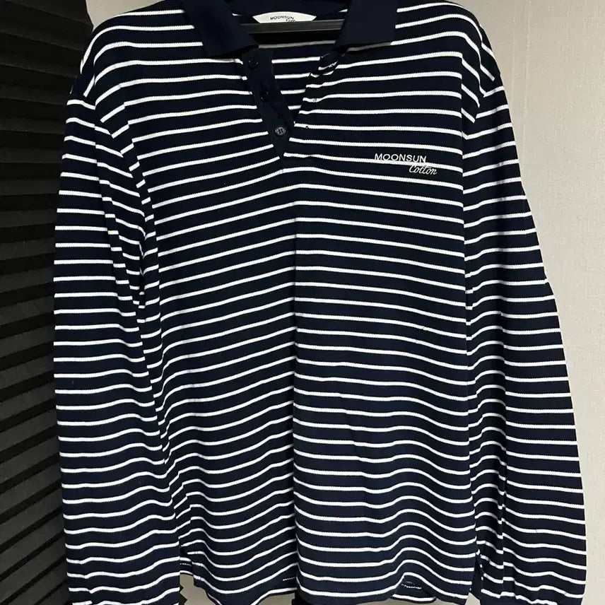 [SOLD OUT] 문선 유니섹스 스트라이프 긴팔 PK셔츠 네이비