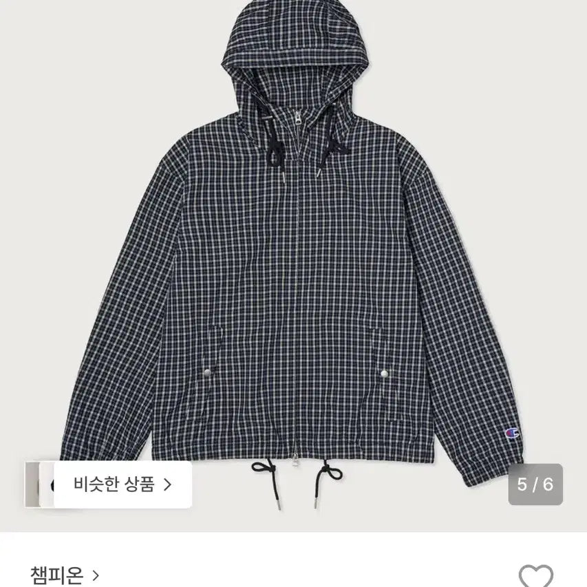 [BUNJANG] 챔피온 체크 코튼 윈드브레이커 네이비 XL / 챔피온 체크 코튼 윈드브레이커 네이비 XL
