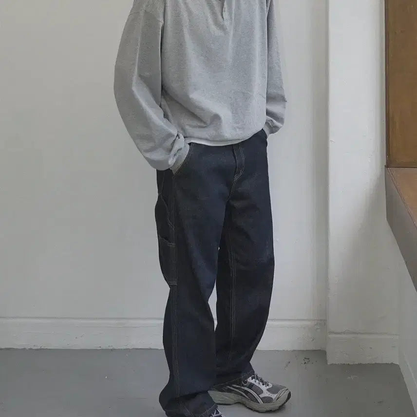 [BUNJANG] Sido Henley Neck Sweatshirt Gray / 시도 헨리넥 스웻셔츠 그레이 3