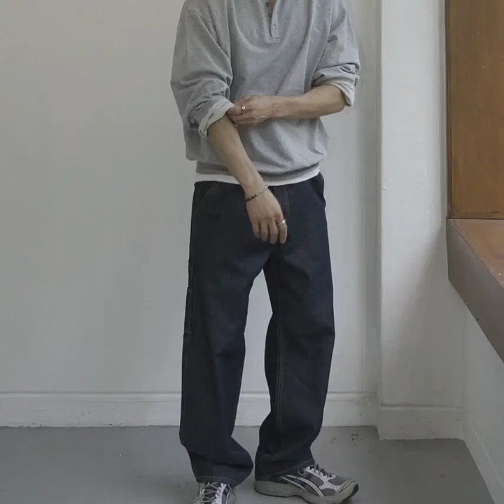 [BUNJANG] Sido Henley Neck Sweatshirt Gray / 시도 헨리넥 스웻셔츠 그레이 3