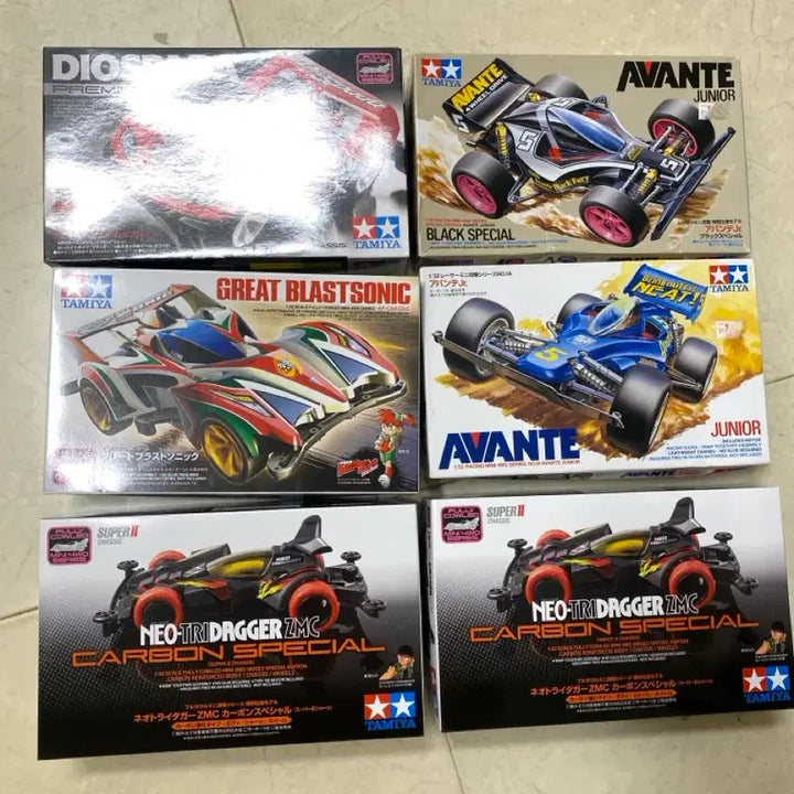 [BUNJANG] Tamiya Neo Thunders, Avante Junior, Great Blast Sonic &amp; 3 More Mini 4WD Models (6-Item Bundle) / 타미야 네오 트라이다가 아반테외 총 6종 미니카 미니사구