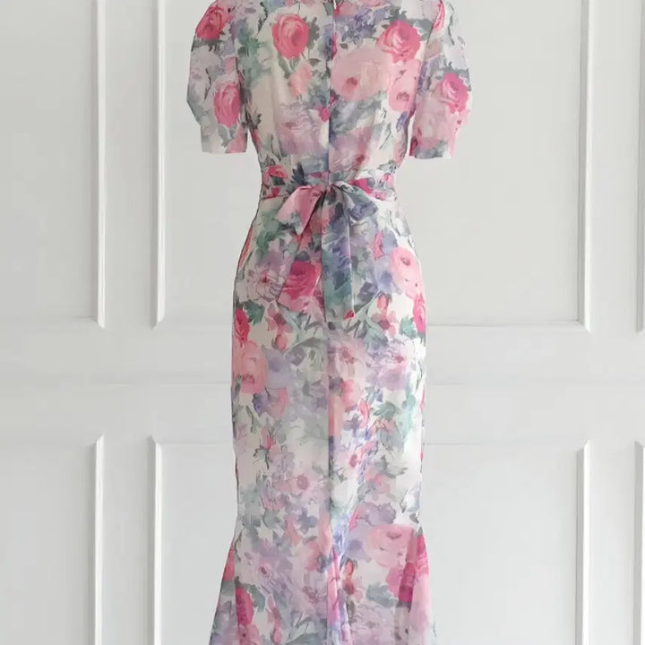 [BUNJANG] Floral Mermaid Chiffon Dress / 수채화느낌 플로럴 머메이드 원피스