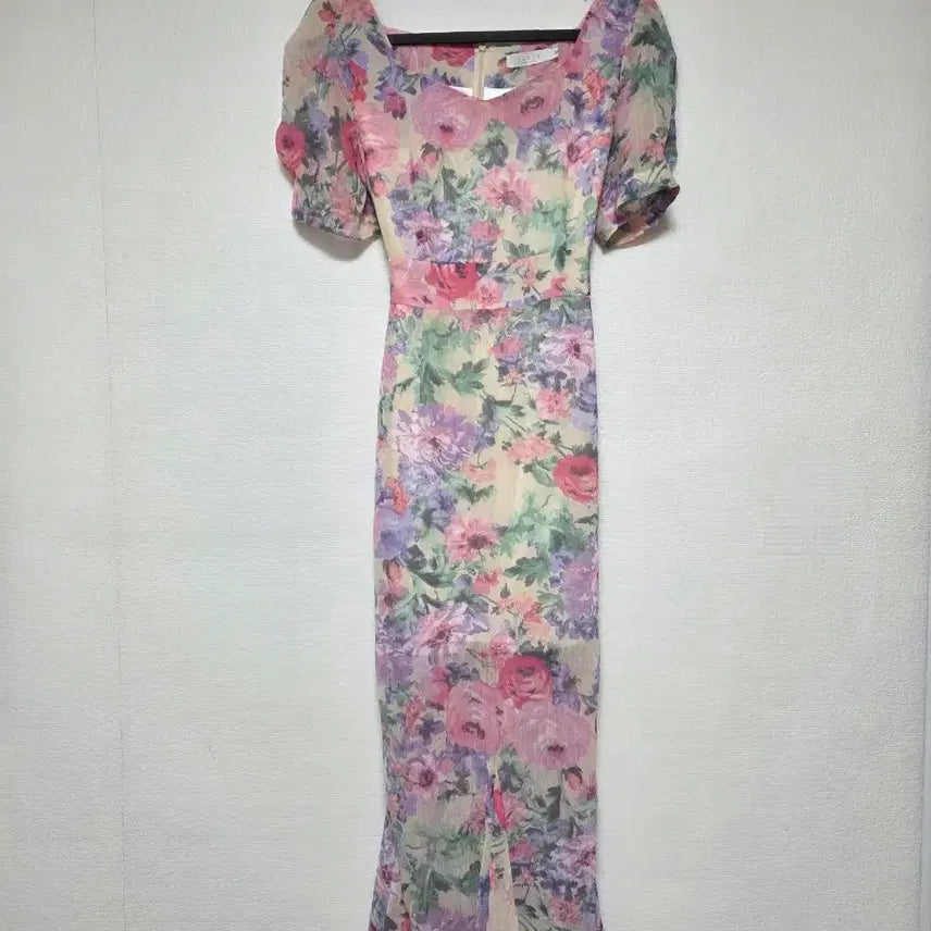 [BUNJANG] Floral Mermaid Chiffon Dress / 수채화느낌 플로럴 머메이드 원피스