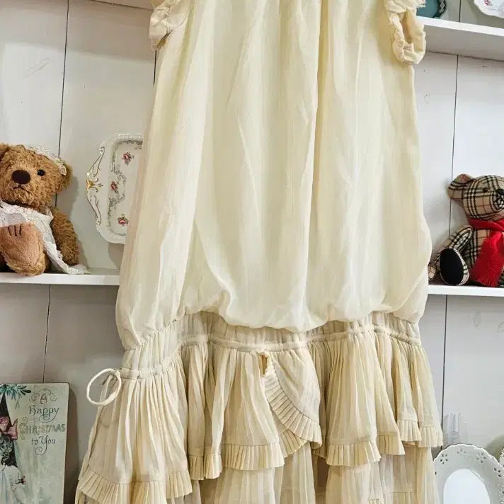 [BUNJANG] Three Four Time Cream Frill Chiffon Dress / 크림 프릴 쉬폰 원피스