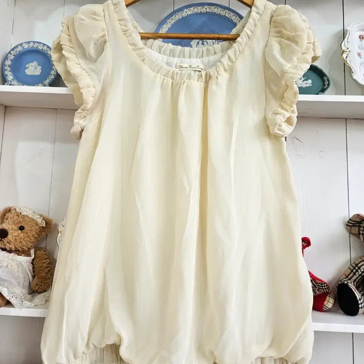 [BUNJANG] Three Four Time Cream Frill Chiffon Dress / 크림 프릴 쉬폰 원피스