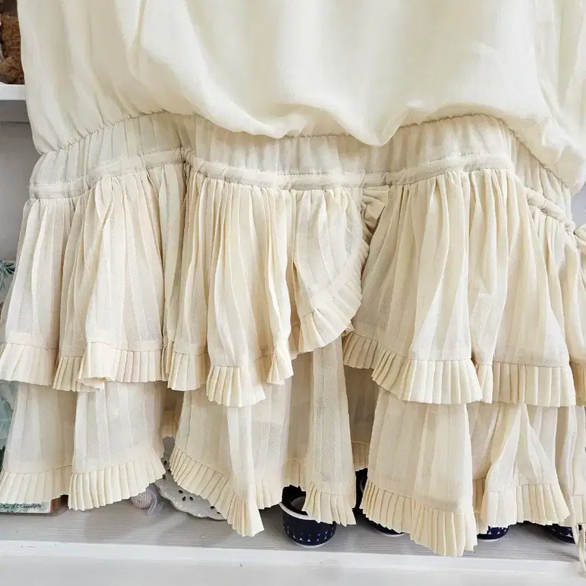 [BUNJANG] Three Four Time Cream Frill Chiffon Dress / 크림 프릴 쉬폰 원피스