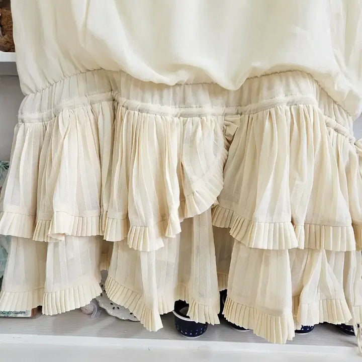 [BUNJANG] Three Four Time Cream Frill Chiffon Dress / 크림 프릴 쉬폰 원피스