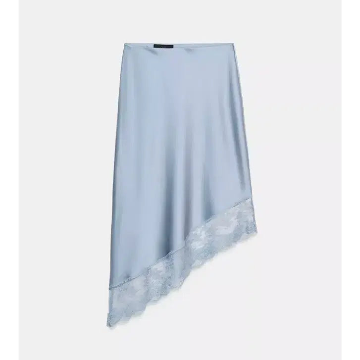 [BUNJANG] Zara Lace Satin Asymmetric Midi Skirt / zara 자라 레이스 새틴 언발란스 미디 스커트