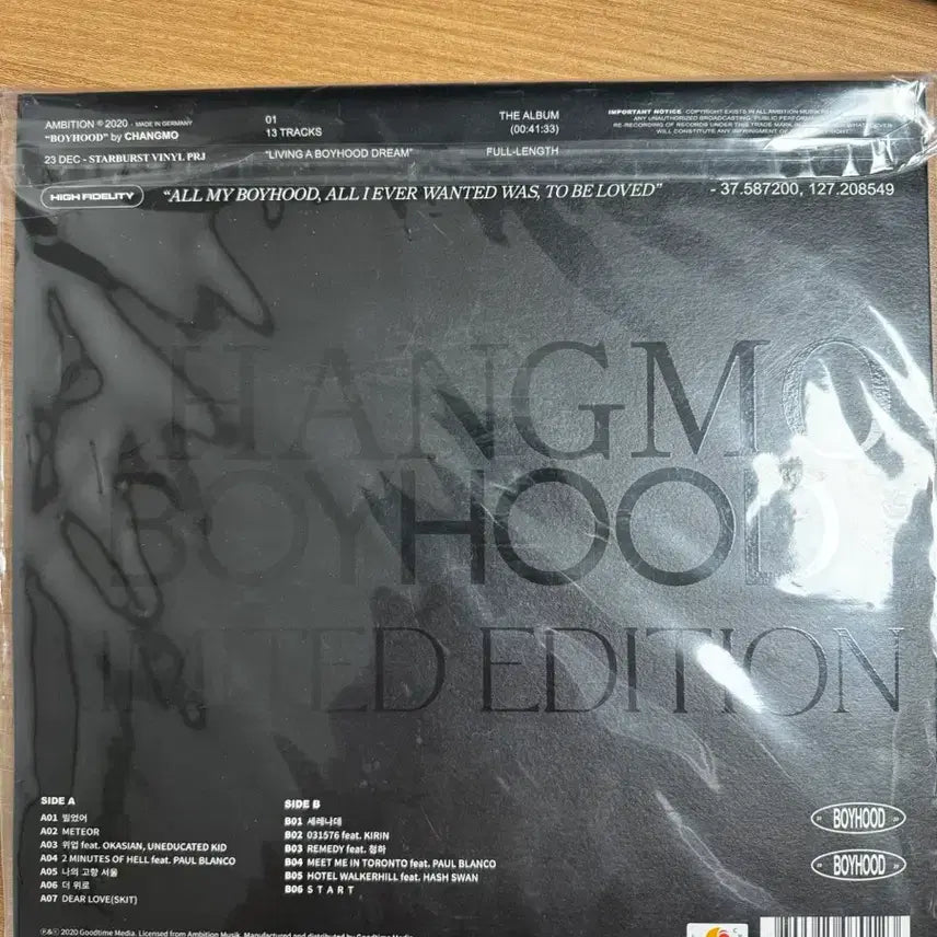 [BUNJANG] Changmo Boyhood LP Limited Edition (Sealed) / 창모 boyhood LP 미개봉 신제품(오늘만 이가격)