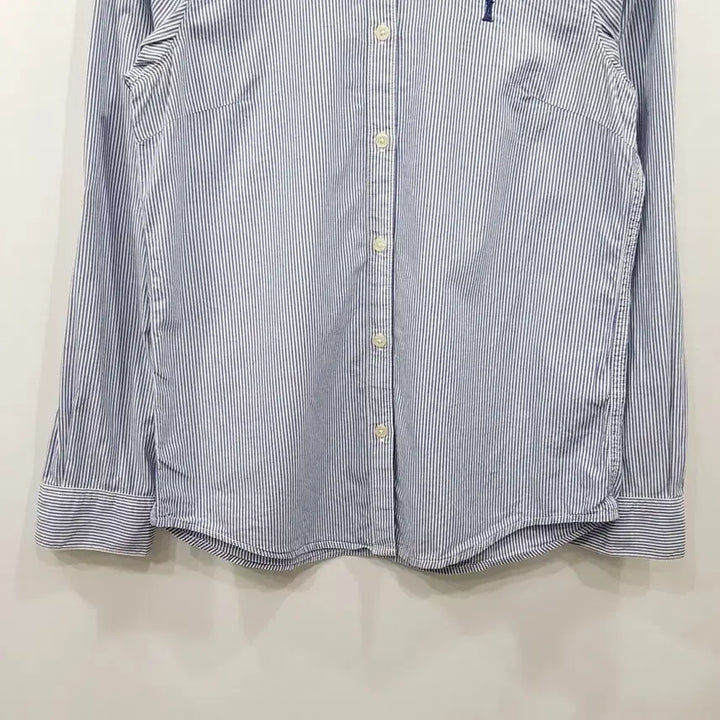 [BUNJANG] Eastboy Embroidered Logo Striped Roll-Up Long Sleeve Shirt (Women&