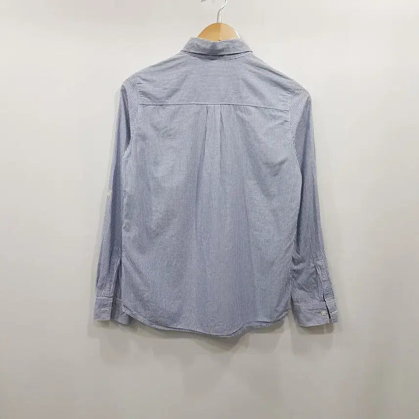[BUNJANG] Eastboy Embroidered Logo Striped Roll-Up Long Sleeve Shirt (Women&