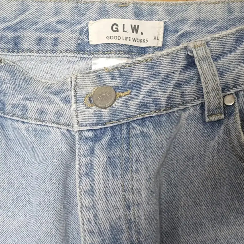 [SOLD OUT] GLW 굿라이프웍스 이지 와이드 데님 팬츠 빈티지 라이트블루 XL 청바지