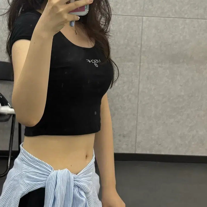 [BUNJANG] MSCHF Black Crop T-Shirt (M) / MSCHF 미스치프 블랙 크롭티셔츠 M
