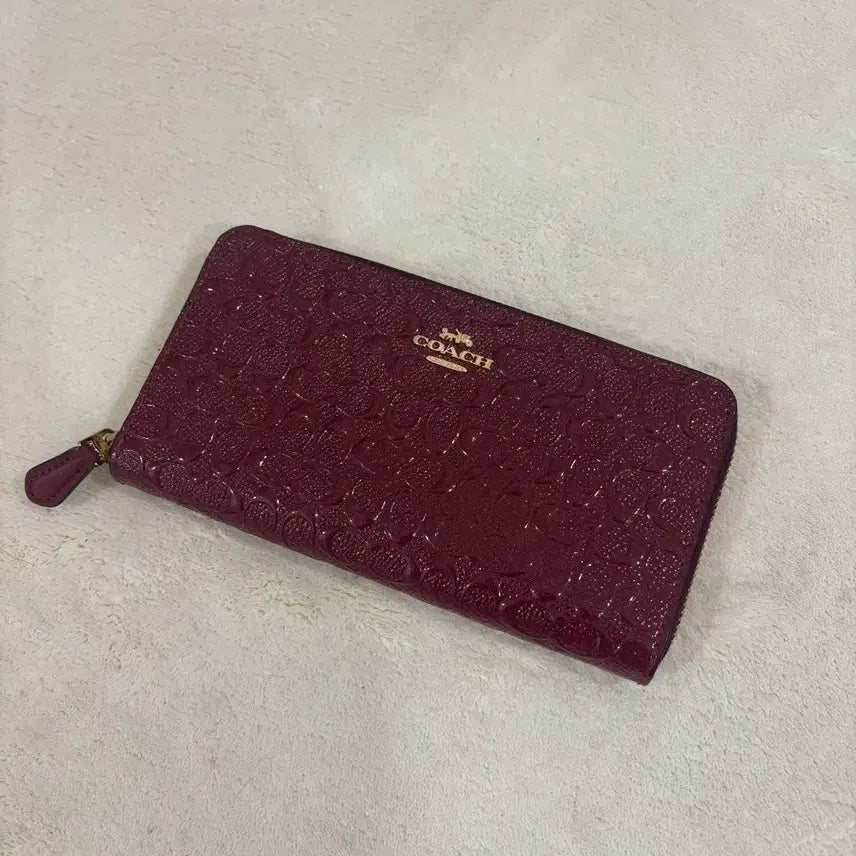 [BUNJANG] Coach Signature Burgundy Long Wallet / 코치 시그니처 버건디 장지갑