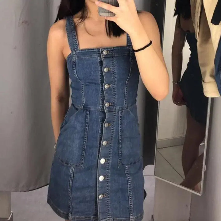 [BUNJANG] H&amp;M 데님 멜빵 원피스 32 / H&amp;M 데님 멜빵 원피스 32