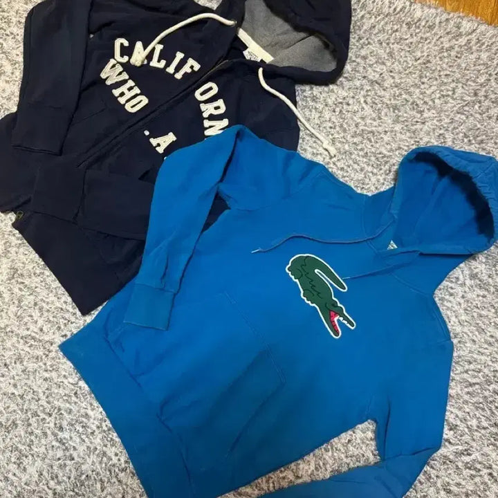 [BUNJANG] Lacoste Hoodie Set / 라코스테 블루 후드티 2사이즈와 네이비 후드집업 95