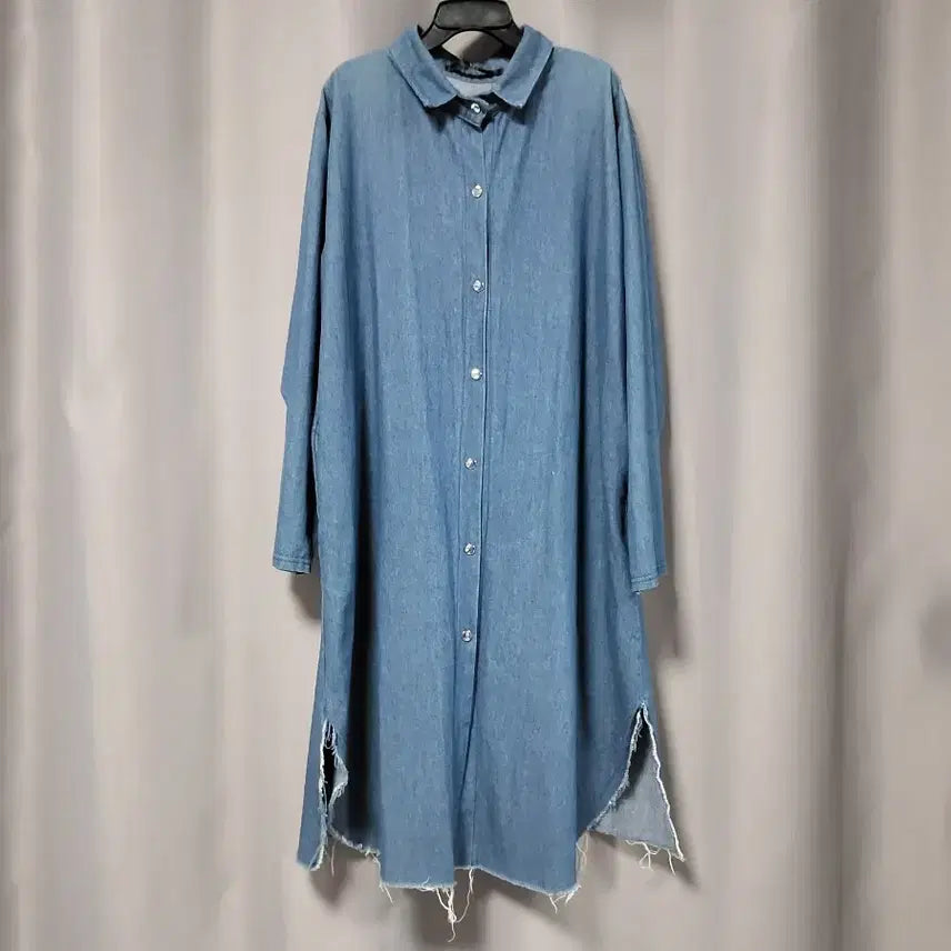 [BUNJANG] Heji Denim Long Shirt / 헤지 데님 롱셔츠